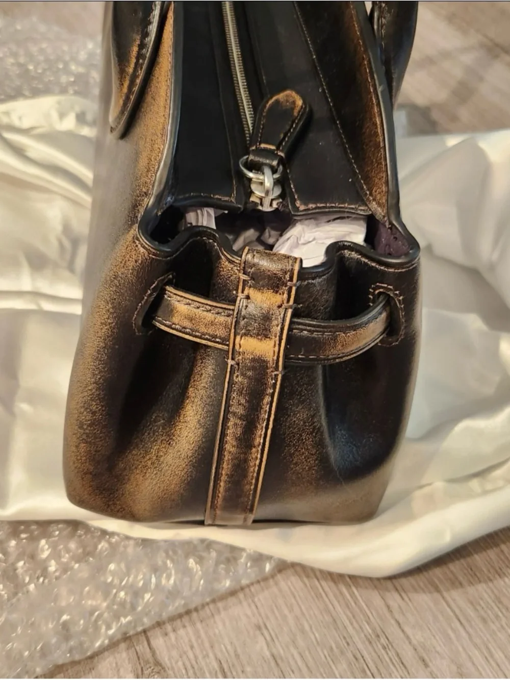 Coach Empire 34 in Loved Leather East West Shoulder Bag w Charms